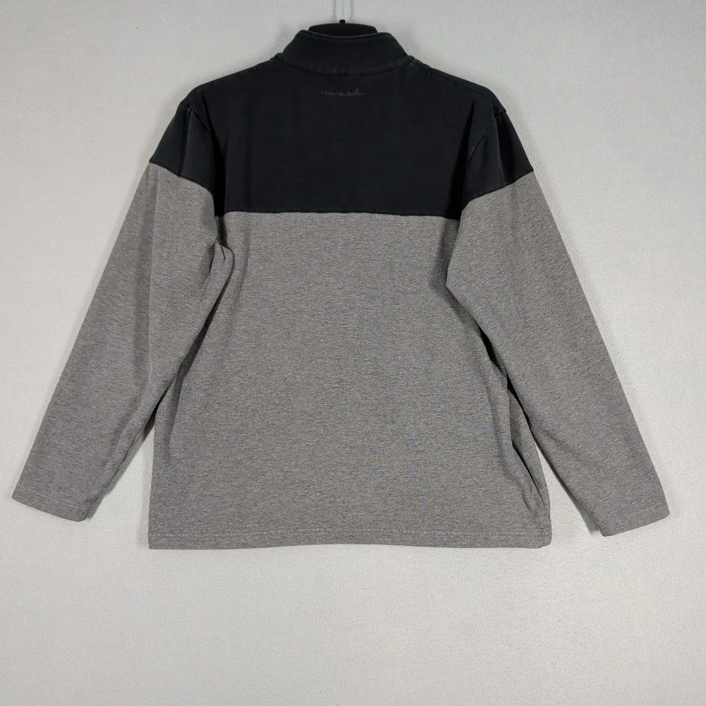 Travis Mathew Pullover Mens Large Gray Black 1/4 Zip Sweatshirt Golf Activewear